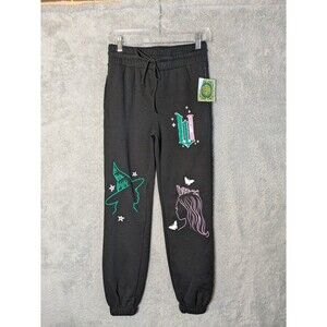 Wicked Elphaba Glinda Embroidered Sequins Black Jogger Sweatpants XXS NWT